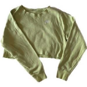 Lime green cropped Nike sweatshirt